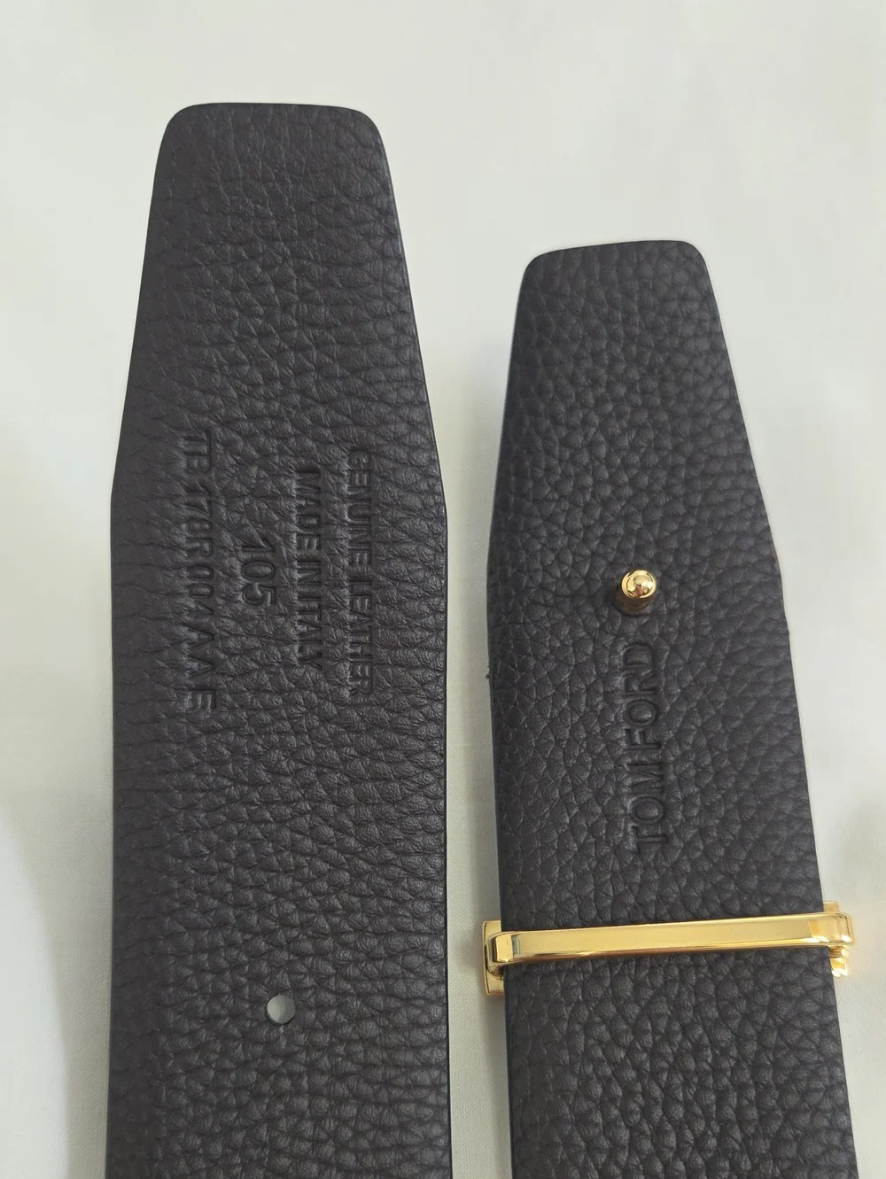 Tom Ford Reversible Brown Black Leather Belt Gold Buckle